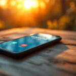 À qui appartient un numéro de mobile français commençant par 06 ? Un smartphone posé sur une table en bois sonne, l'écran affiche « Appel inconnu », lumière chaude de coucher de soleil avec rayons volumétriques, arrière-plan flou
